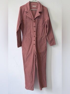 Outerknown Lou Cord Jumpsuit Rose Pink Cotton Corduroy Coveralls Small